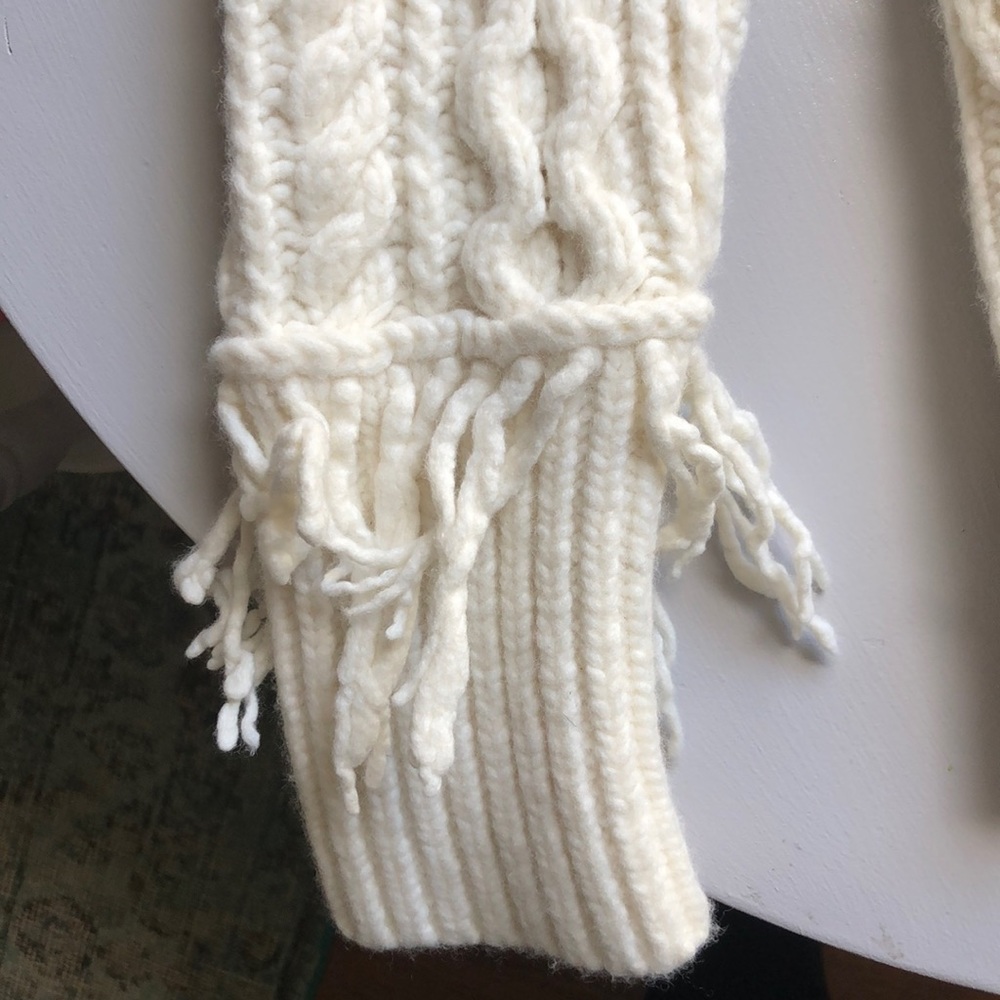Coach cream wool fringe turtleneck sweater - Picture 4 of 5
